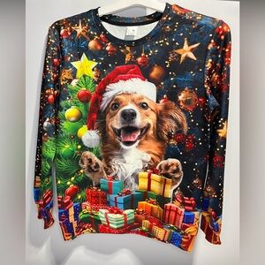 NEW Christmas Dog Kids Crew Neck Sweatshirt Size XL